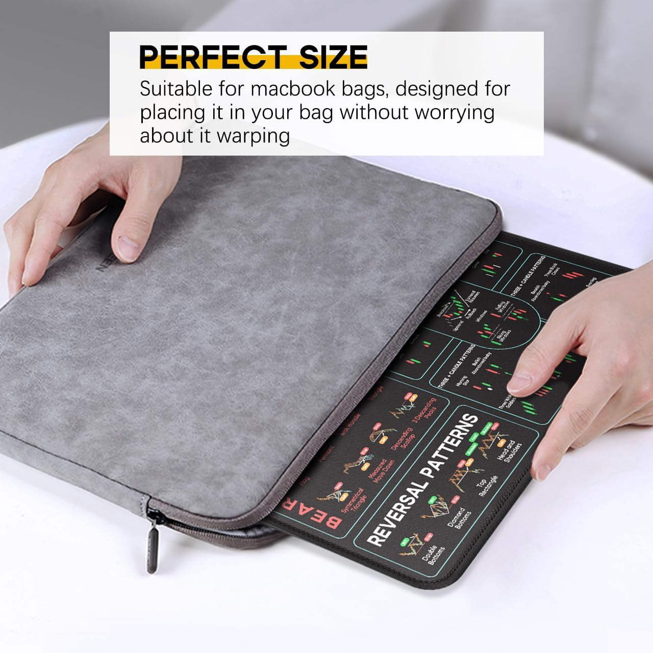 Stock Market Invest Day Trader Trading Mouse Pad Chart Patterns Cheat Sheet, Standard Computer Mouse Pad/Desk Mat with Stitched Edges Black 10.2X8.3 Inch