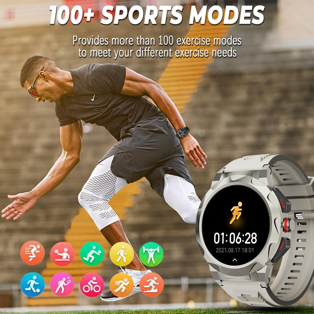 Business Smart Watch for Men,100 Sports Modes,5Atm Waterproof Fitness Smart Watch,1.46''Hd Screen,470Mah Large Battery,With Heart Rate/Blood Pressure/Health Monitor Watch Smart