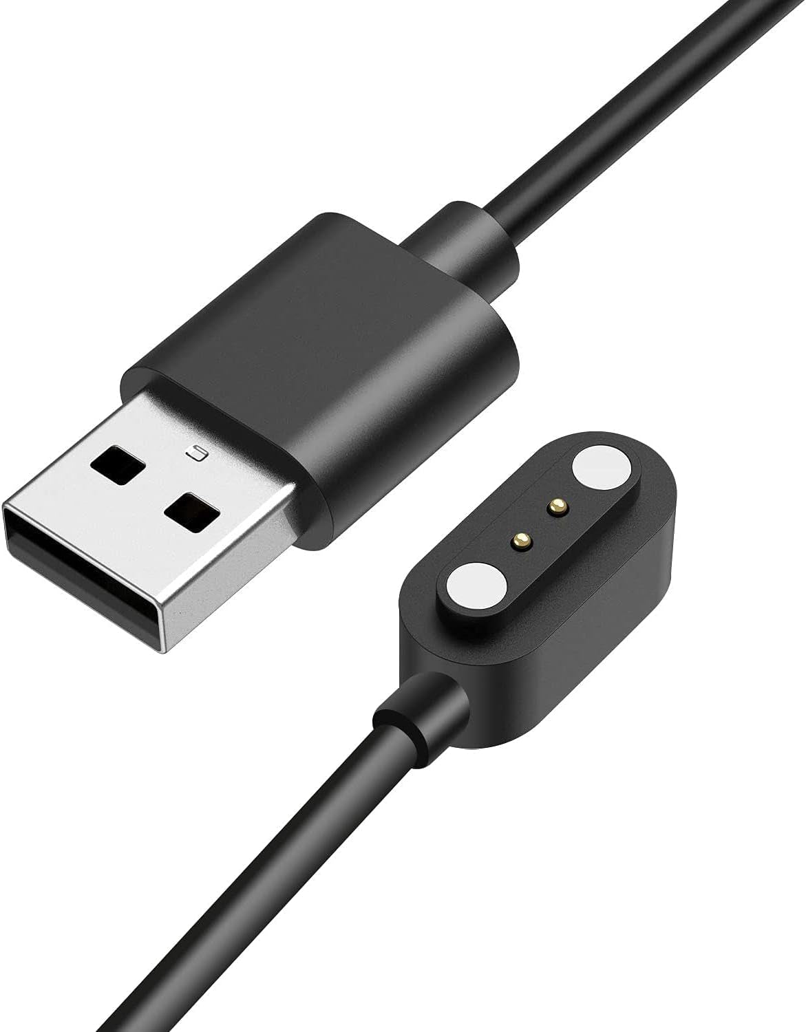 SKG V7 Pro Smart Watch Charger, 2 Pin Magnetic USB Replacement Charging Compatible with V7-2, Pro, Cyber, R8 Smart Watch (Black)