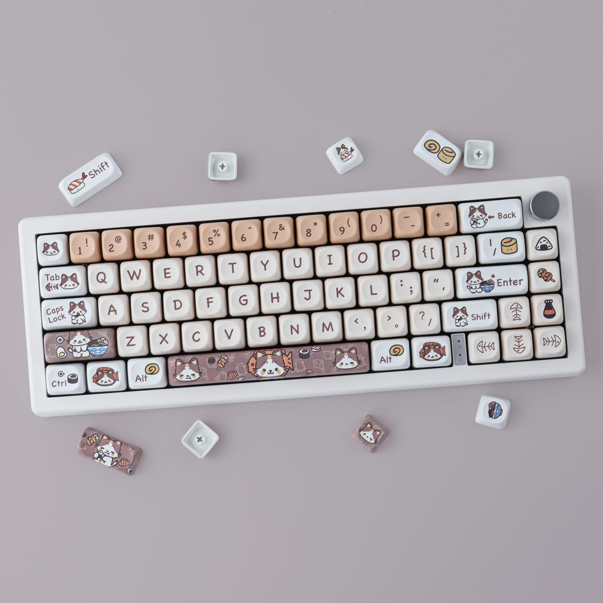 PBT Keycaps 143 Keys Cute Keycaps Dye-Sublimation Kitty-Cat Keycaps Set MOA Profile Custom Keycaps for Cherry Gateron MX Swithes Mechanical Keyboards