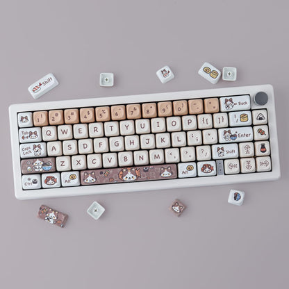 PBT Keycaps 143 Keys Cute Keycaps Dye-Sublimation Kitty-Cat Keycaps Set MOA Profile Custom Keycaps for Cherry Gateron MX Swithes Mechanical Keyboards