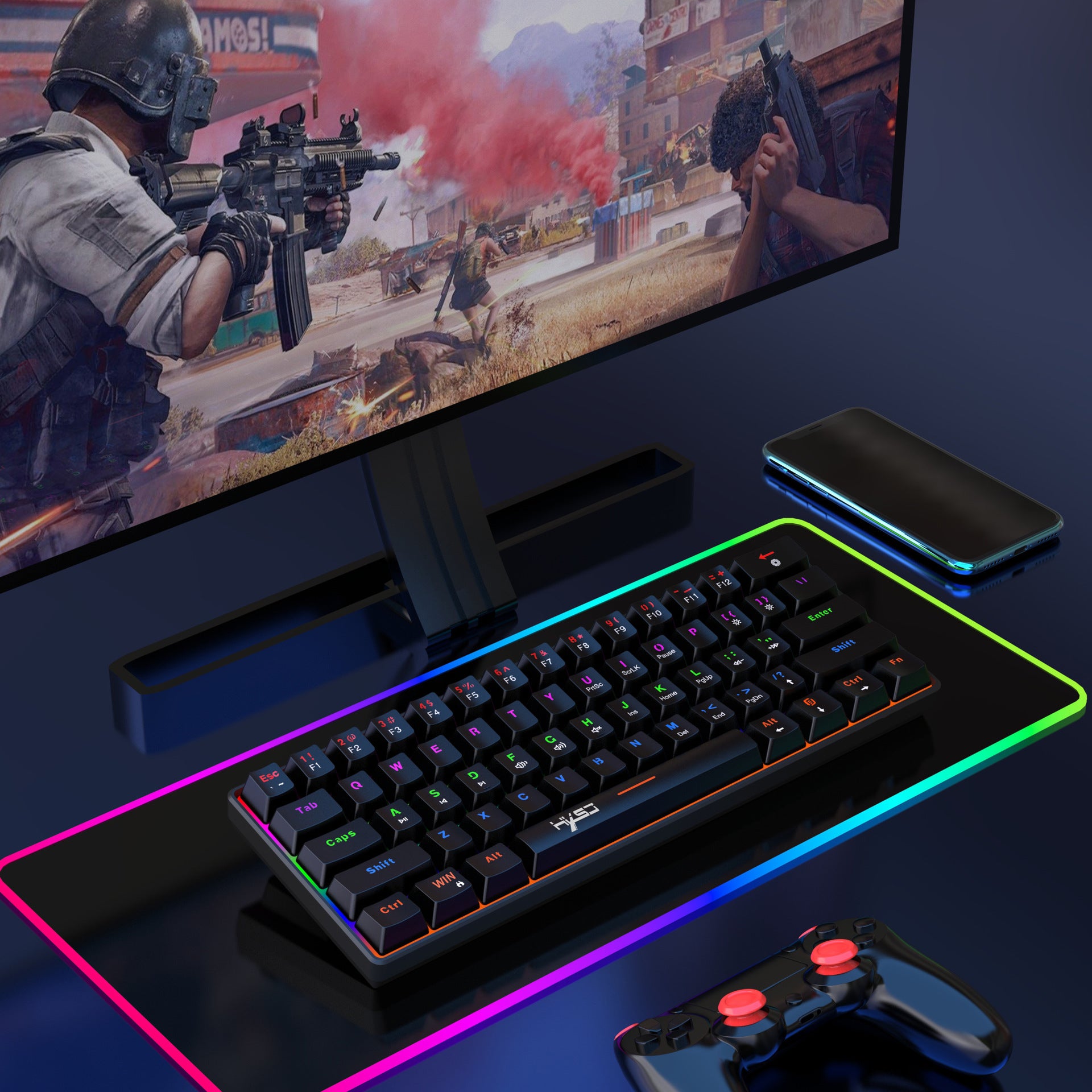 Portable Mini Green Axis Multi-Light Colorful Keyboard