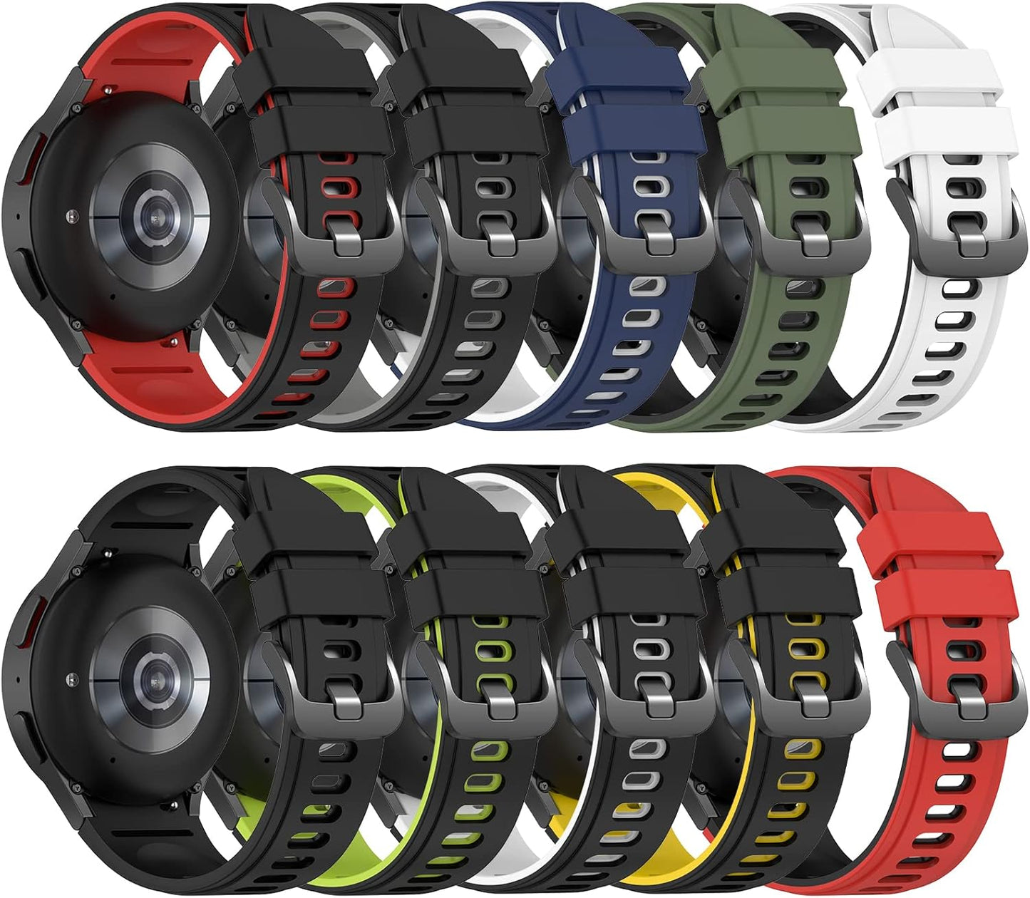 For Galaxy Watch 7/6/5/4/FE 40Mm 44Mm Bands, No Gap Soft Silicone Sport Strap Wristbands Compatible with Samasung Galaxy Watch 7/ Watch 6 Classic 43Mm 47Mm/Watch 5 Pro 45Mm/Watch 4 Classic 42Mm 46Mm