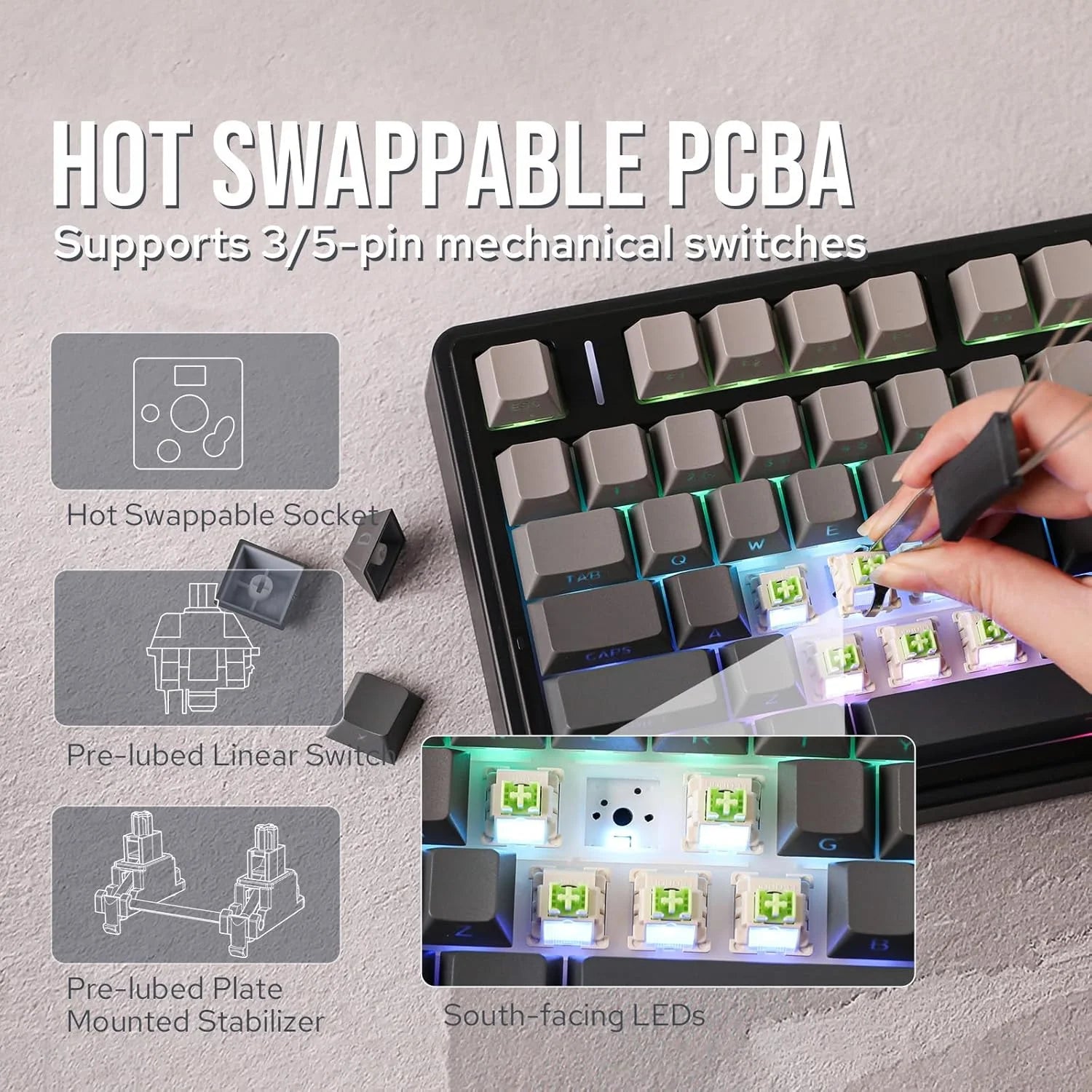 F75 Wireless Mechanical Keyboard(Black)