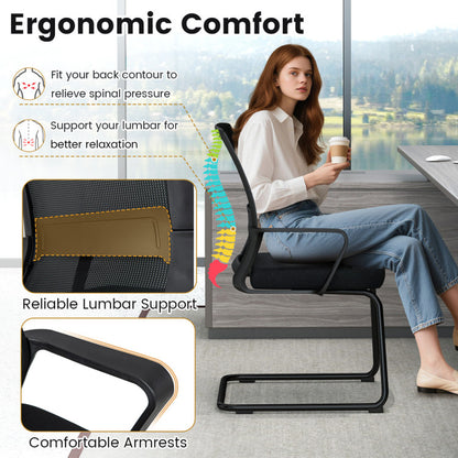 Office Chair No Wheels Ergonomic Conference Chair with Mesh Back