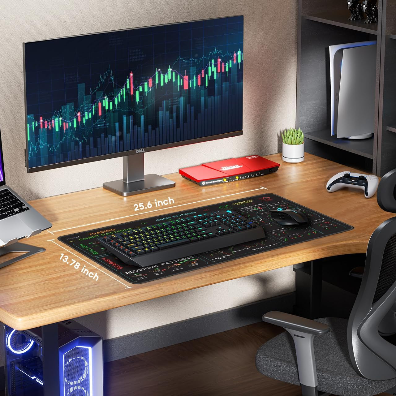 Stock Market Invest Day Trader Trading Mouse Pad Chart Patterns Cheat Sheet, Large Computer Mouse Pad/Desk Mat with Stitched Edges Black 25.6X13.8 Inch