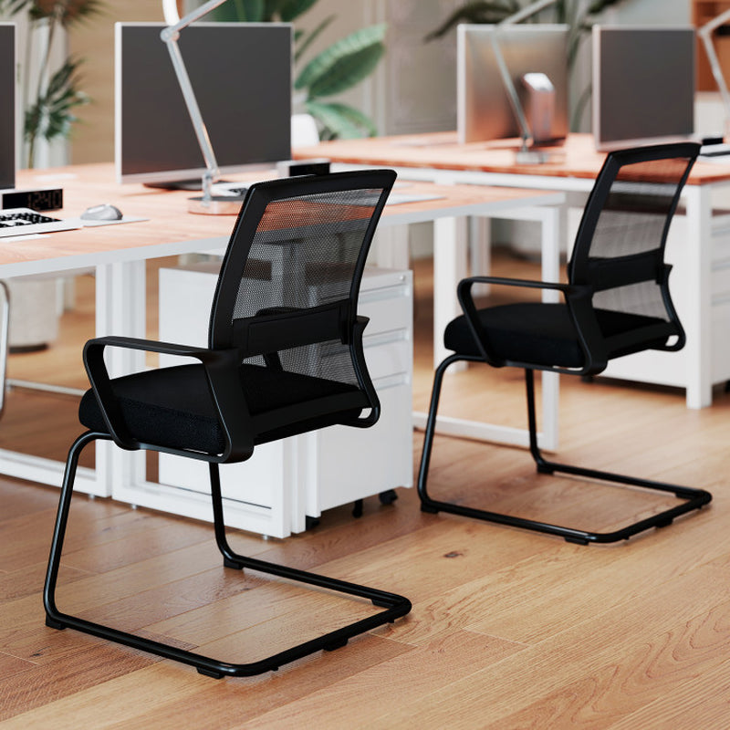 Office Chair No Wheels Ergonomic Conference Chair with Mesh Back