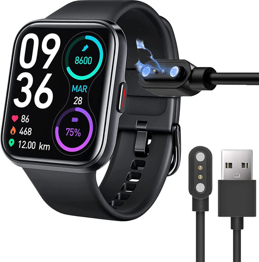 SKG V7 Pro Smart Watch Charger, 2 Pin Magnetic USB Replacement Charging Compatible with V7-2, Pro, Cyber, R8 Smart Watch (Black)