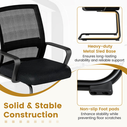 Office Chair No Wheels Ergonomic Conference Chair with Mesh Back