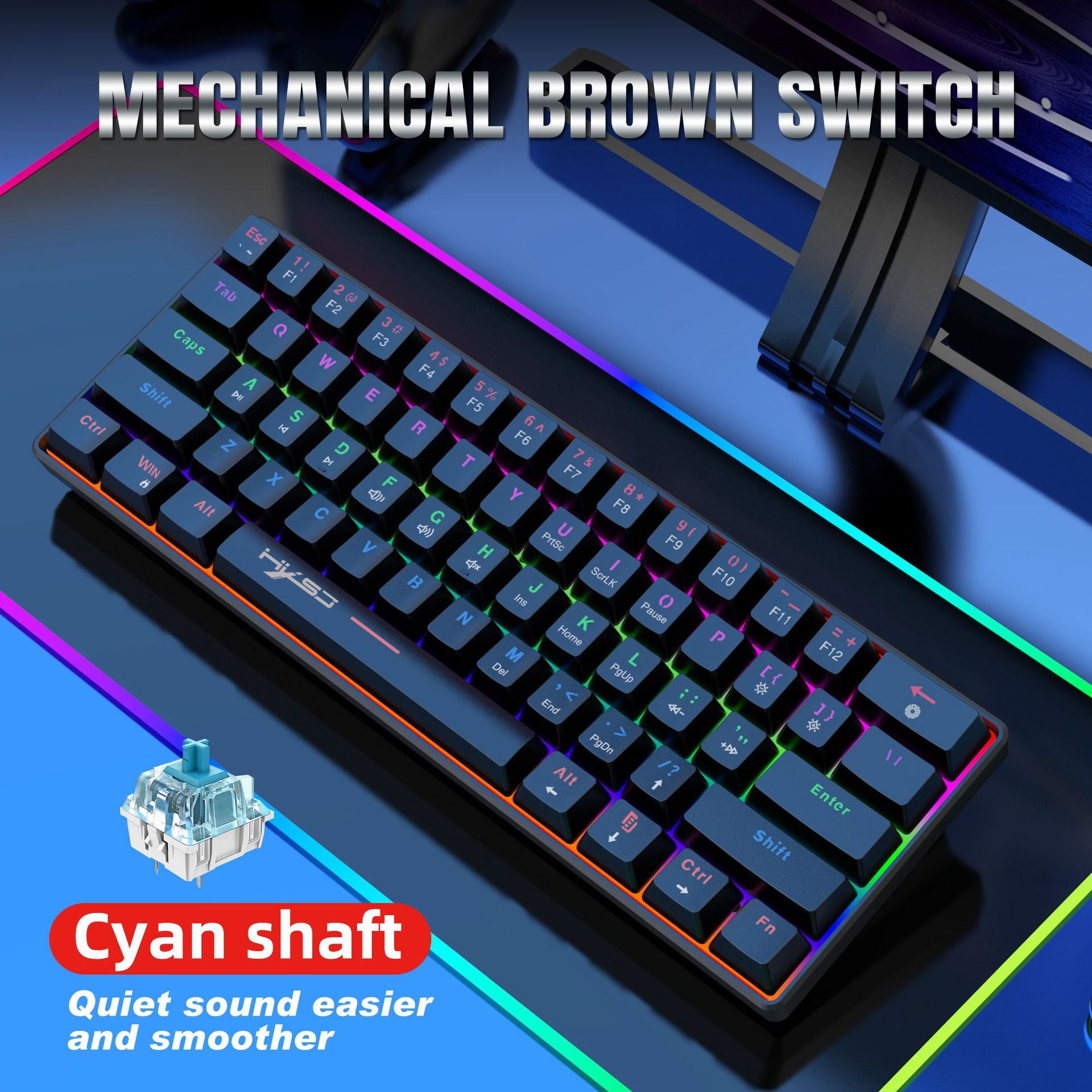 Portable Mini Green Axis Multi-Light Colorful Keyboard