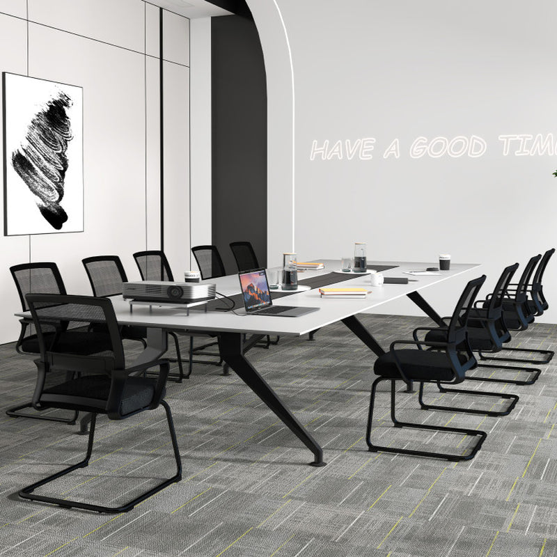 Office Chair No Wheels Ergonomic Conference Chair with Mesh Back