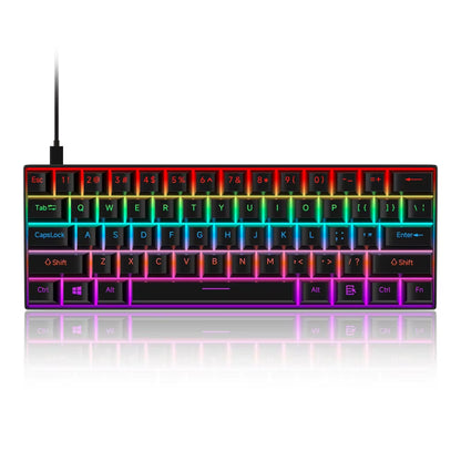 61 Keys Mechanical Keyboard Wired USB Mechanical Keyboard 17 Types RGB Keyboard for Computer Laptop Red Blue Tea Axis Keyboard