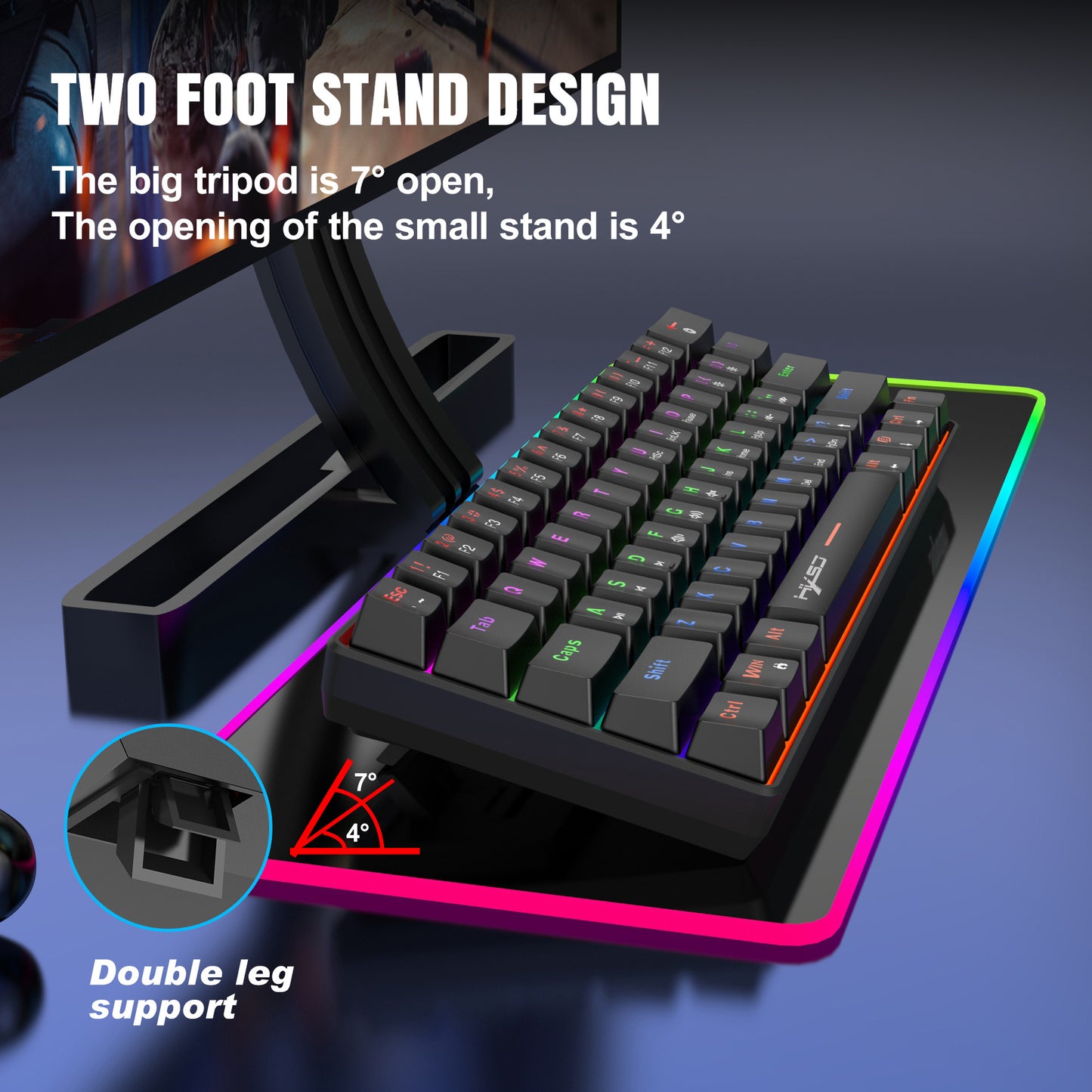 Portable Mini Green Axis Multi-Light Colorful Keyboard