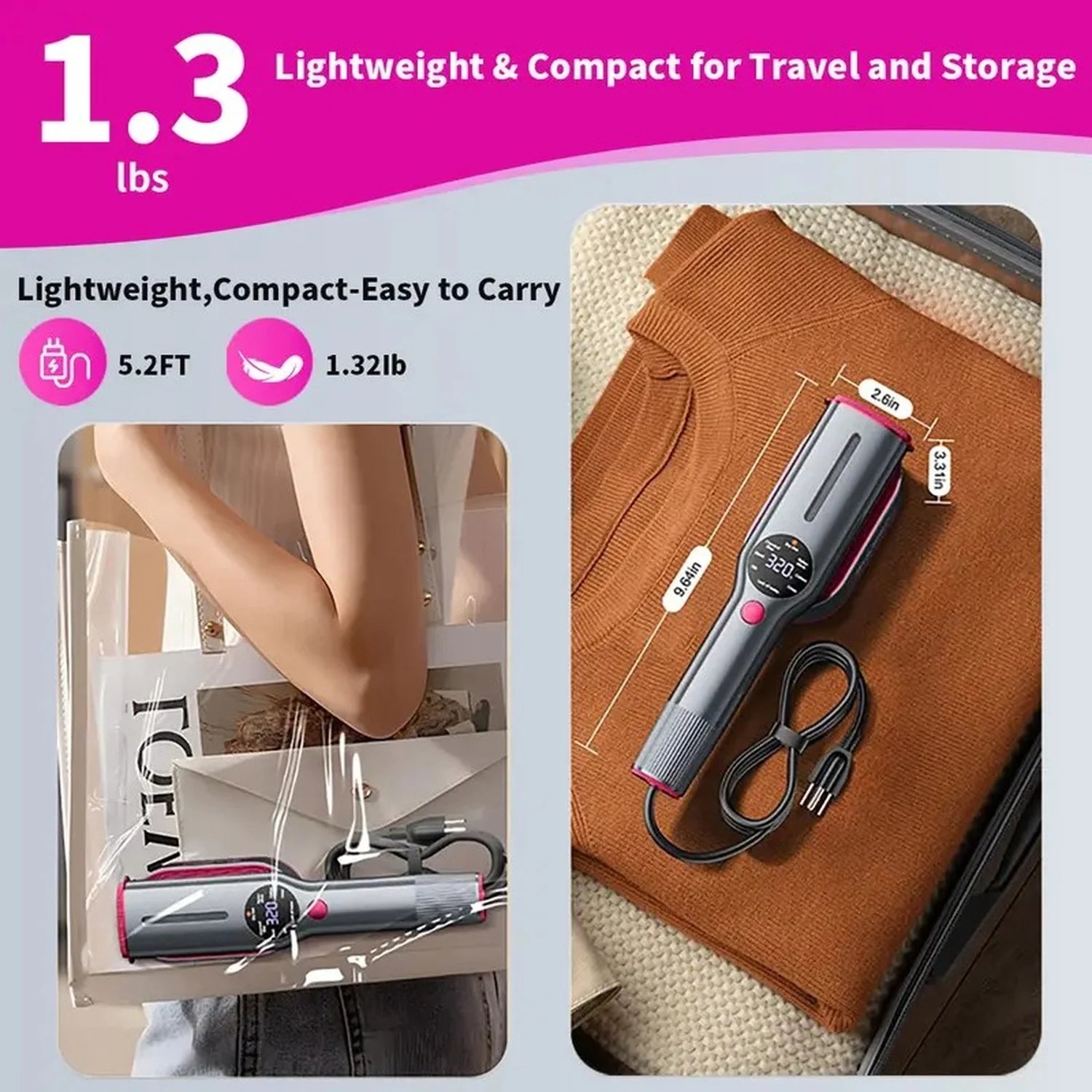 Dr Flash 7-Mode Handheld Garment Steamer, 1200W Portable Travel Steamer with LED Display and 90-Degree Rotatable Handle