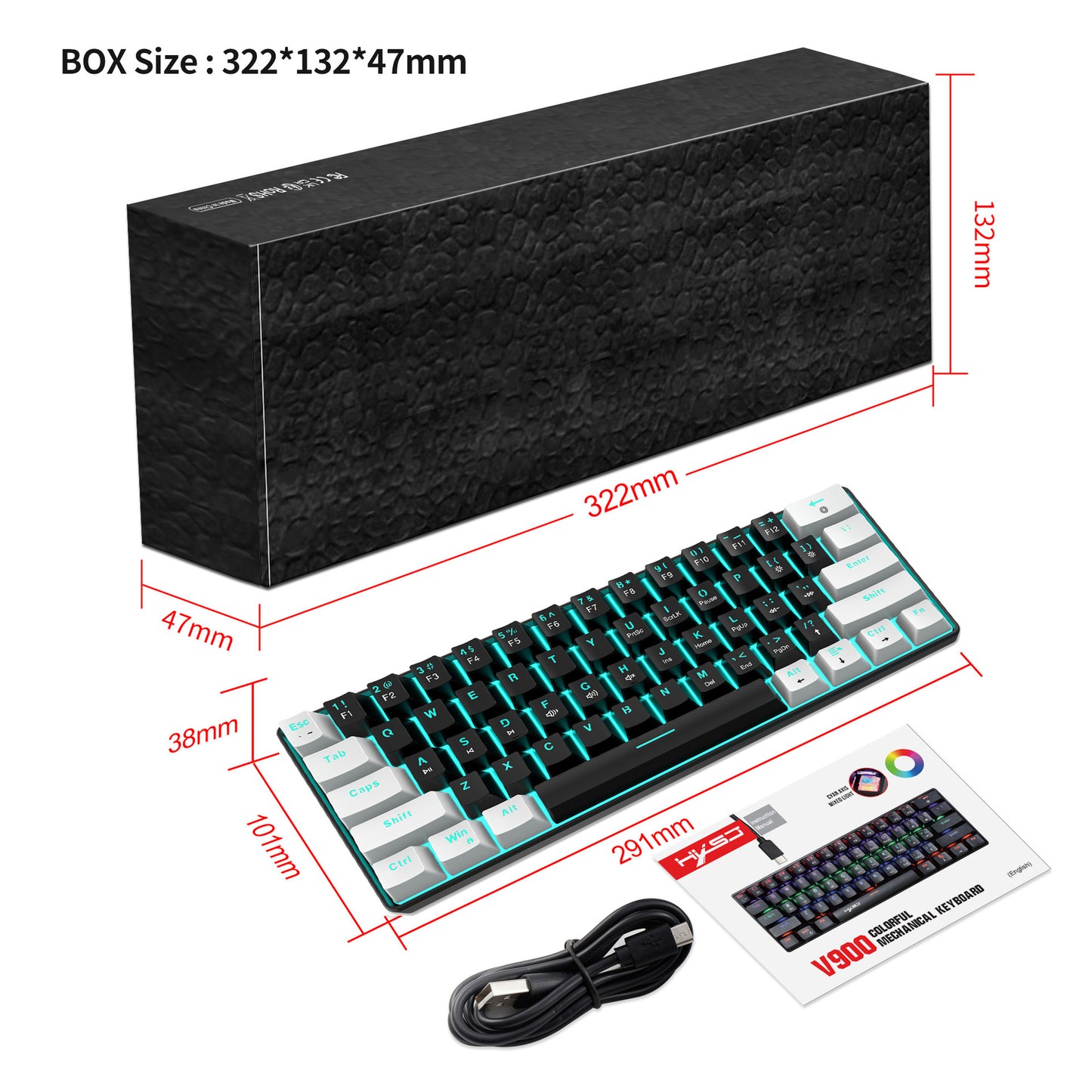 Portable Mini Green Axis Multi-Light Colorful Keyboard