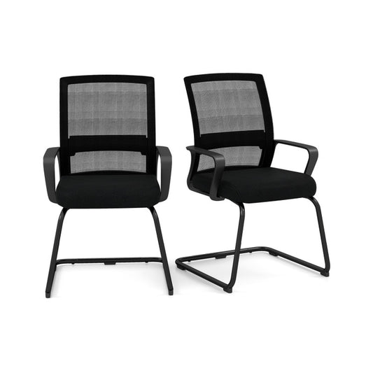 Office Chair No Wheels Ergonomic Conference Chair with Mesh Back