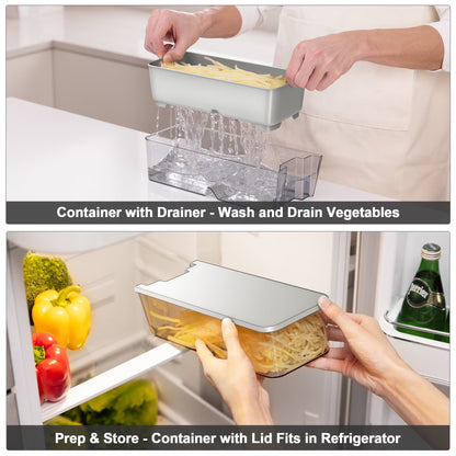 5-In-1 Vegetable Slicer with Container - Adjustable Mandoline Chopper, Slicer, Dicer, Grater for Kitchen, Stainless Steel with 0.1-8Mm Thickness & Dishwasher Safe Food Prep Tool