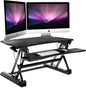 35.5" Standing Desk Converter with Keyboard Tray – Adjustable Sit Stand Desk Riser for Dual Monitors – Dual Gas Spring Height Adjustable Desktop Workstation Topper – Black