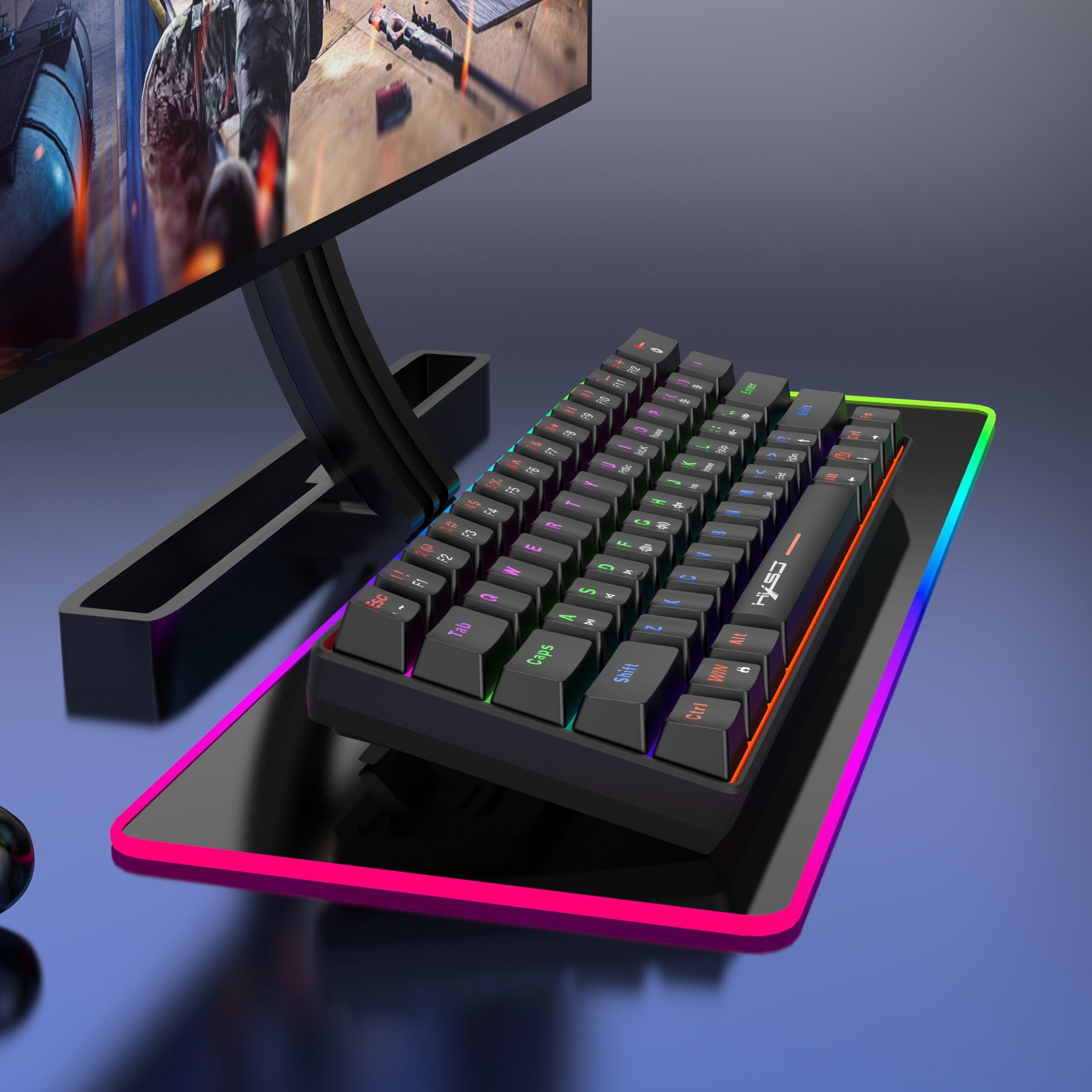Portable Mini Green Axis Multi-Light Colorful Keyboard