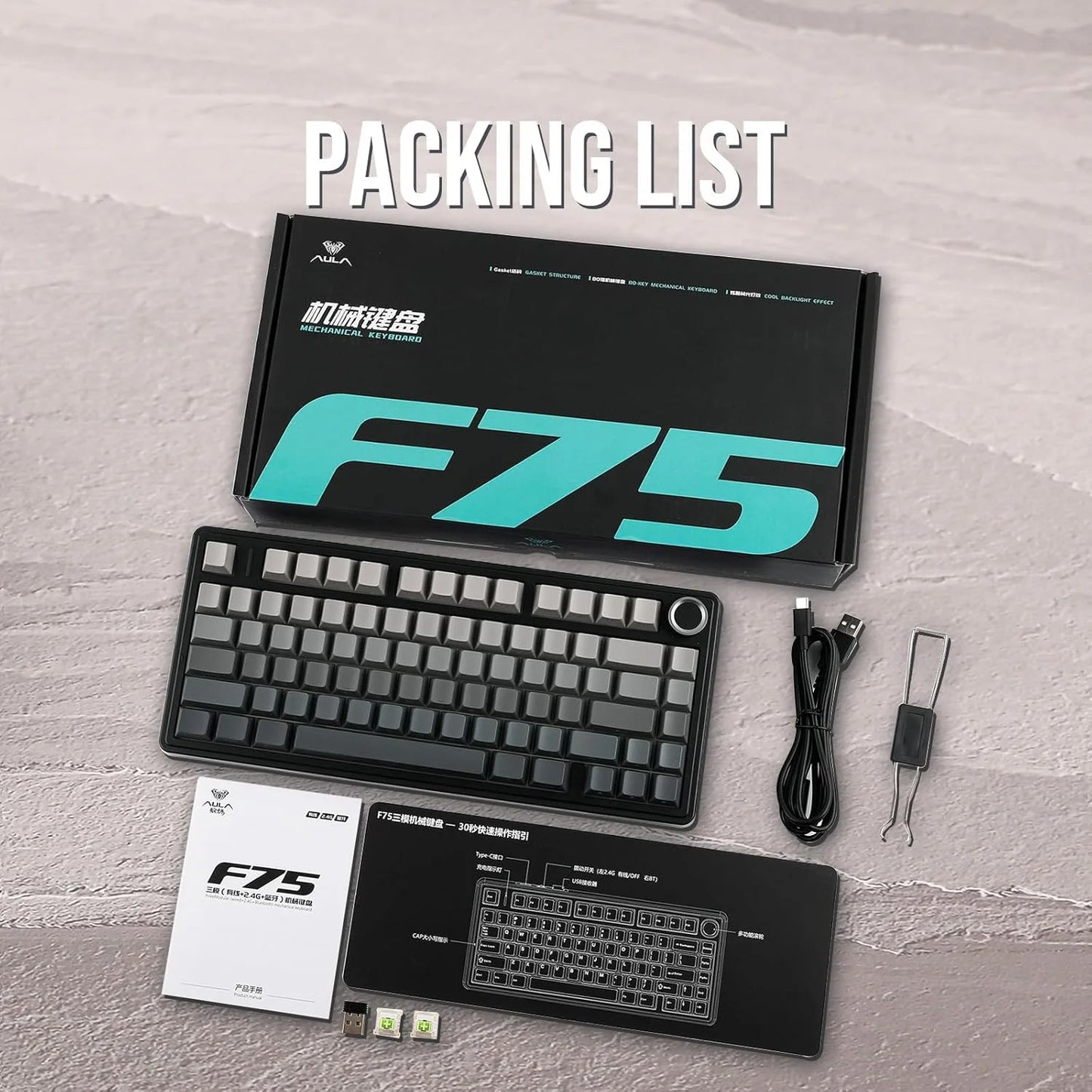 F75 Wireless Mechanical Keyboard(Black)