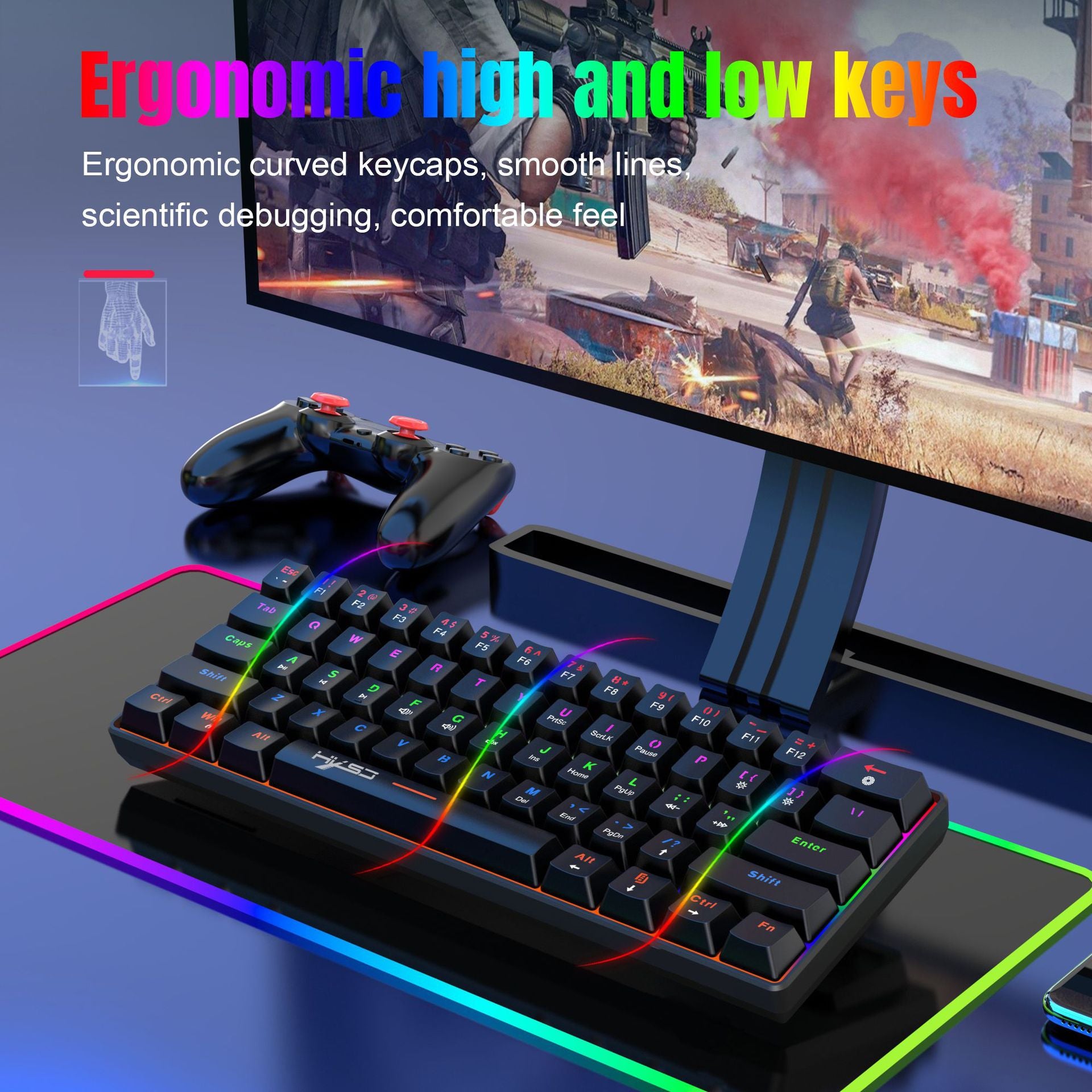 Portable Mini Green Axis Multi-Light Colorful Keyboard