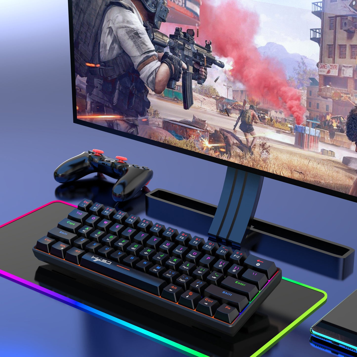 Portable Mini Green Axis Multi-Light Colorful Keyboard