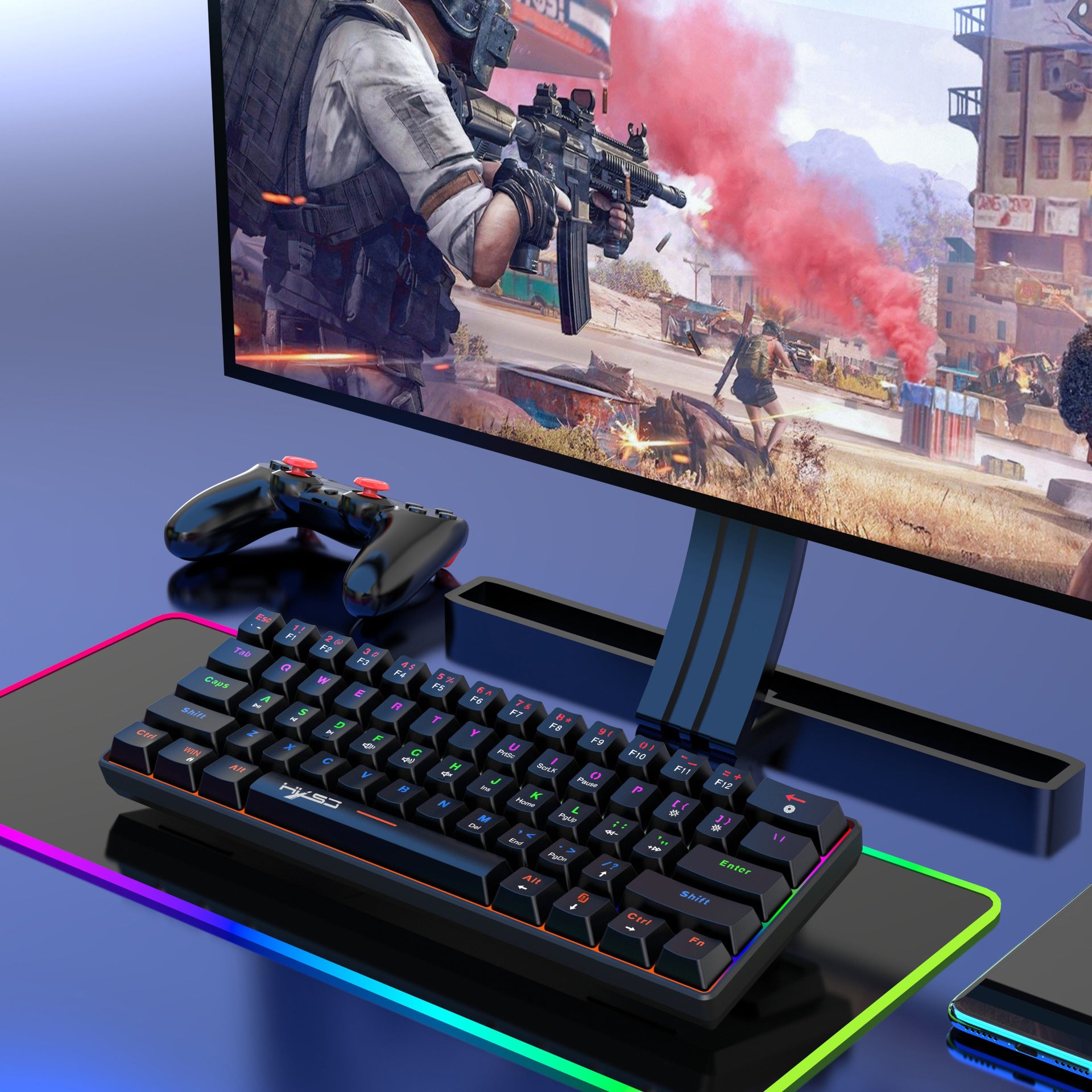 Portable Mini Green Axis Multi-Light Colorful Keyboard