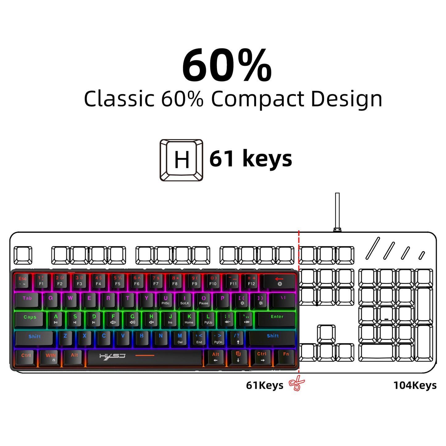 Portable Mini Green Axis Multi-Light Colorful Keyboard