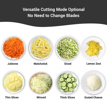 5-In-1 Vegetable Slicer with Container - Adjustable Mandoline Chopper, Slicer, Dicer, Grater for Kitchen, Stainless Steel with 0.1-8Mm Thickness & Dishwasher Safe Food Prep Tool