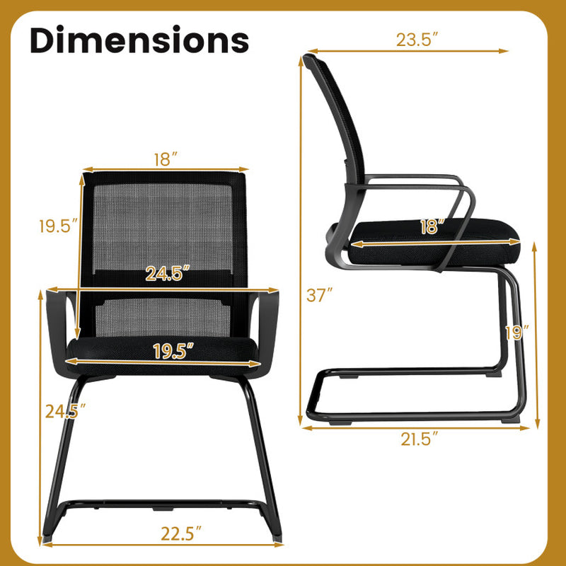 Office Chair No Wheels Ergonomic Conference Chair with Mesh Back