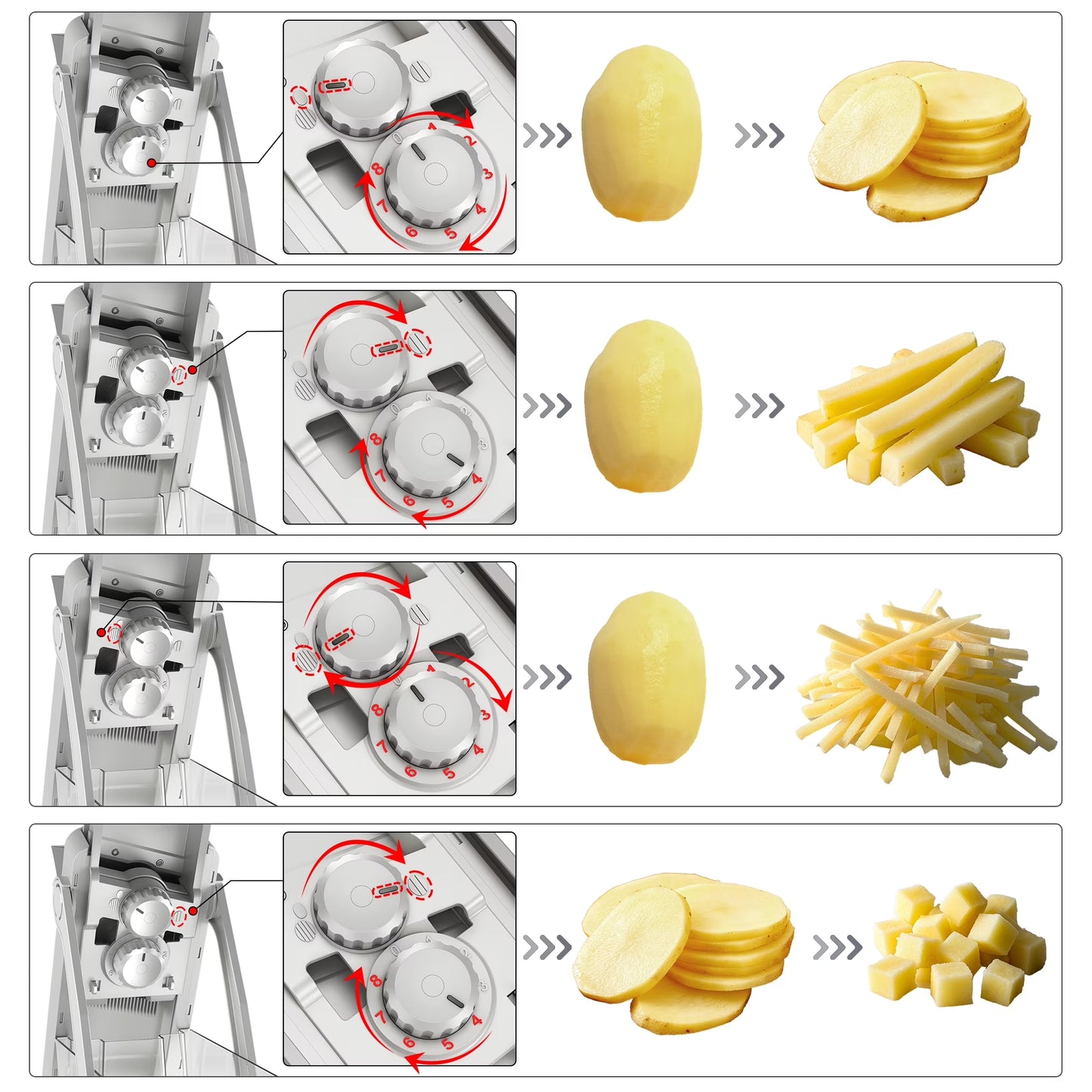 5-In-1 Vegetable Slicer with Container - Adjustable Mandoline Chopper, Slicer, Dicer, Grater for Kitchen, Stainless Steel with 0.1-8Mm Thickness & Dishwasher Safe Food Prep Tool