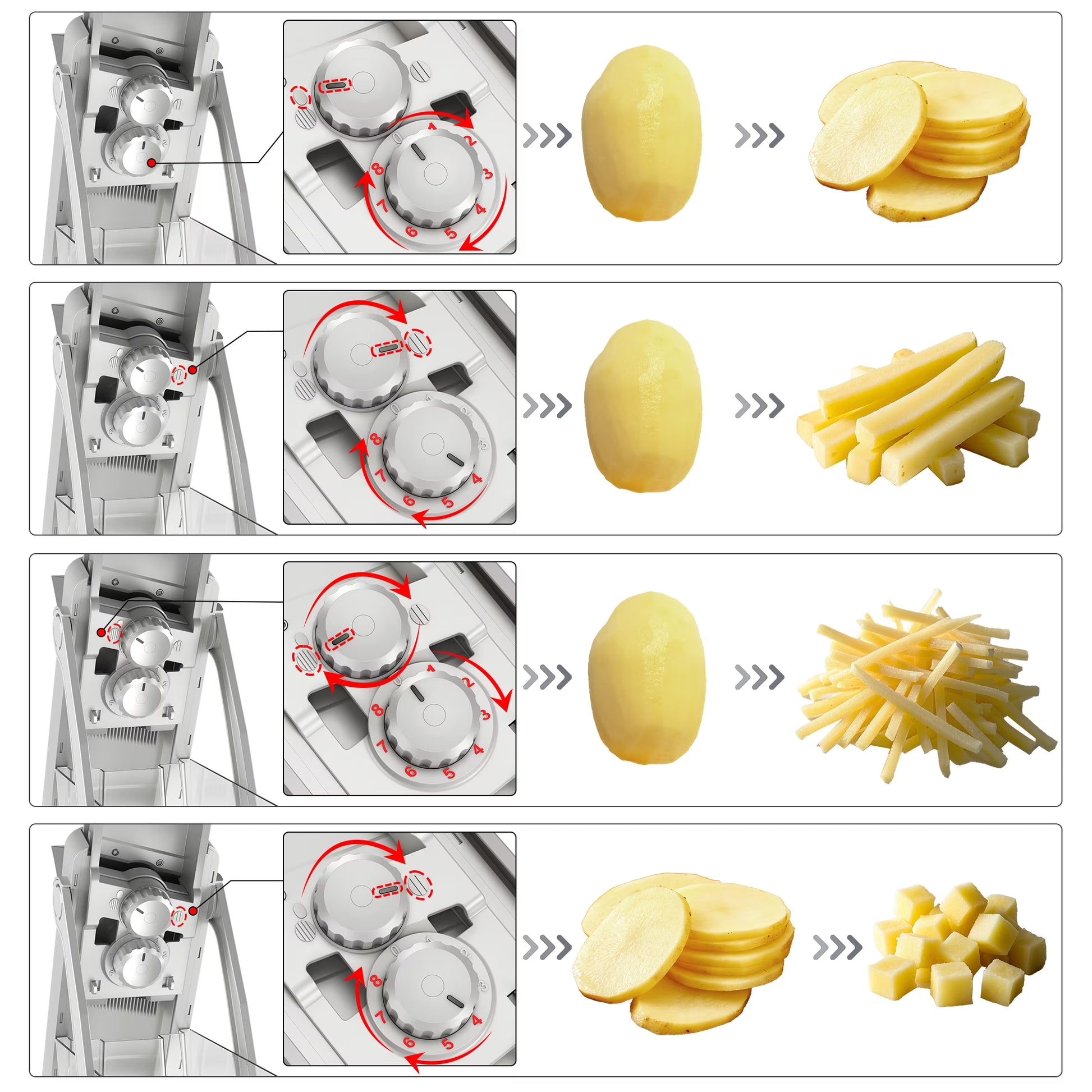 5-In-1 Vegetable Slicer with Container - Adjustable Mandoline Chopper, Slicer, Dicer, Grater for Kitchen, Stainless Steel with 0.1-8Mm Thickness & Dishwasher Safe Food Prep Tool