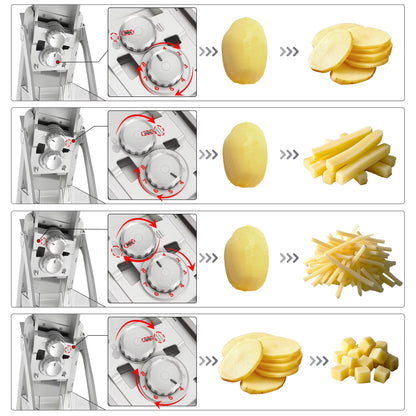 5-In-1 Vegetable Slicer with Container - Adjustable Mandoline Chopper, Slicer, Dicer, Grater for Kitchen, Stainless Steel with 0.1-8Mm Thickness & Dishwasher Safe Food Prep Tool