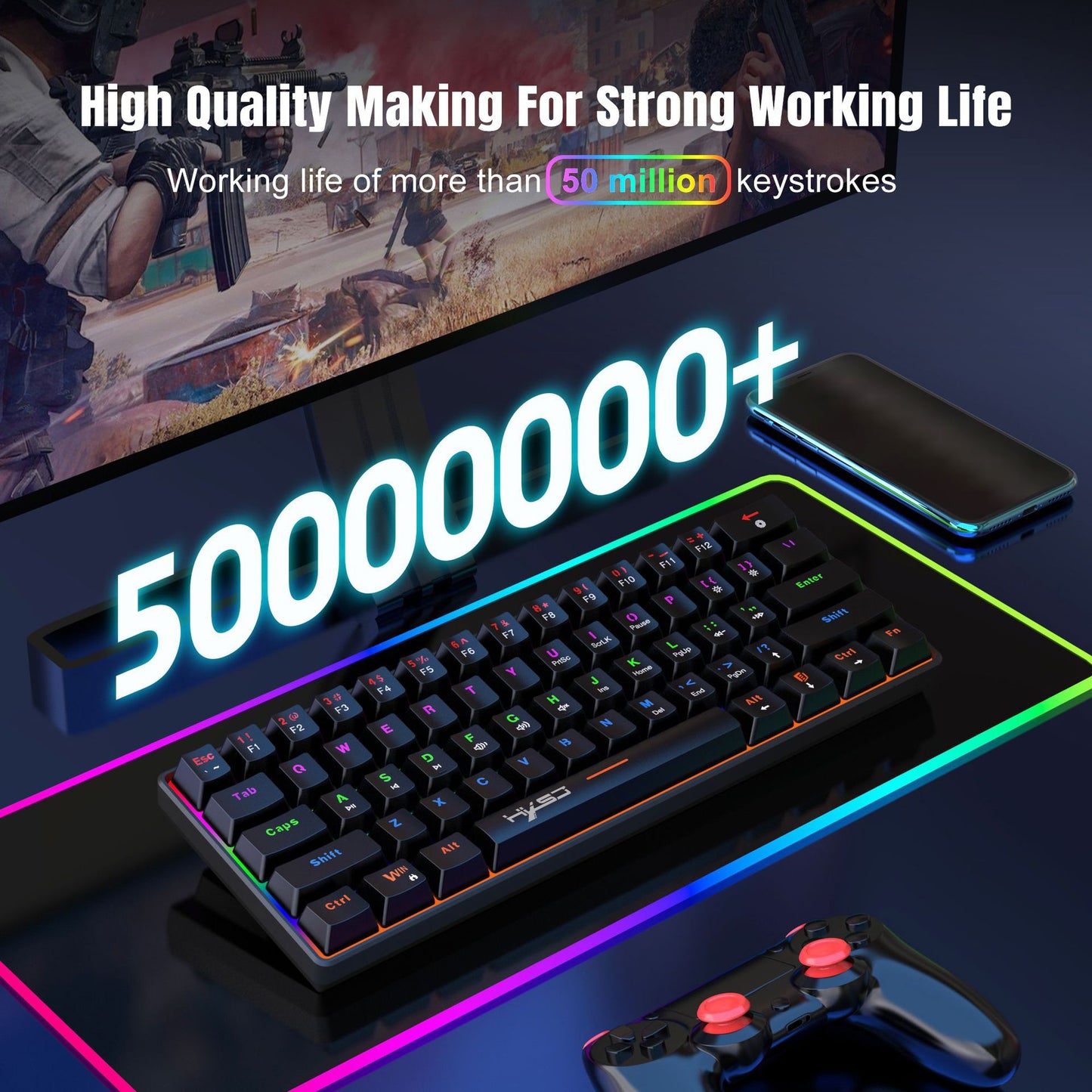 Portable Mini Green Axis Multi-Light Colorful Keyboard