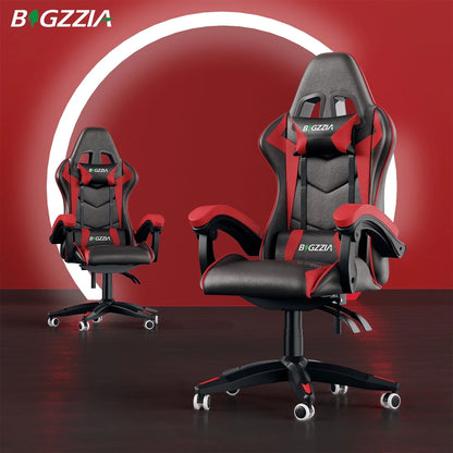 Gaming Chair Office Chair, Ergonomic Game Chair with Headrest & Lumbar Pillow, Black Red