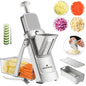 5-In-1 Vegetable Slicer with Container - Adjustable Mandoline Chopper, Slicer, Dicer, Grater for Kitchen, Stainless Steel with 0.1-8Mm Thickness & Dishwasher Safe Food Prep Tool