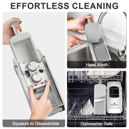 5-In-1 Vegetable Slicer with Container - Adjustable Mandoline Chopper, Slicer, Dicer, Grater for Kitchen, Stainless Steel with 0.1-8Mm Thickness & Dishwasher Safe Food Prep Tool