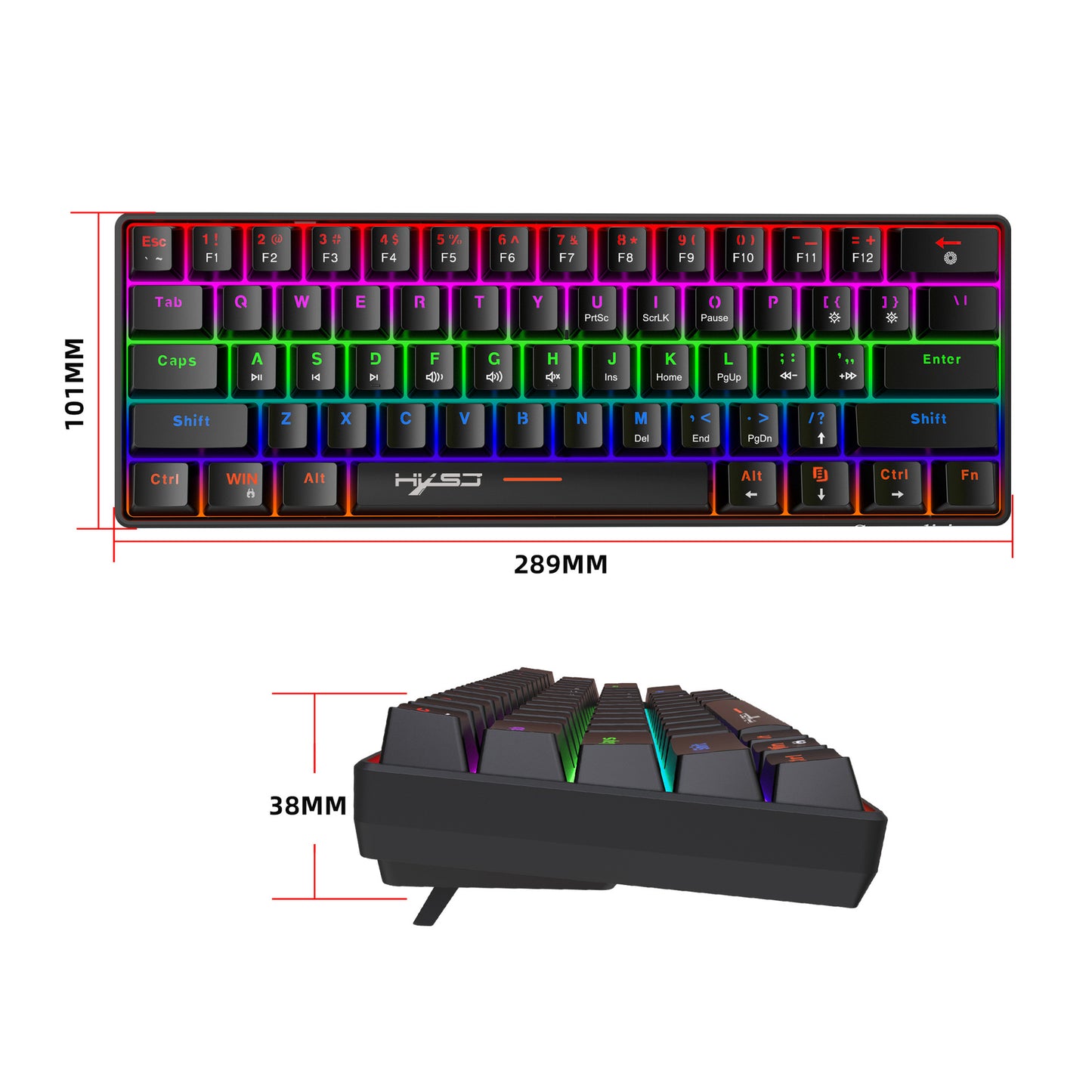Portable Mini Green Axis Multi-Light Colorful Keyboard