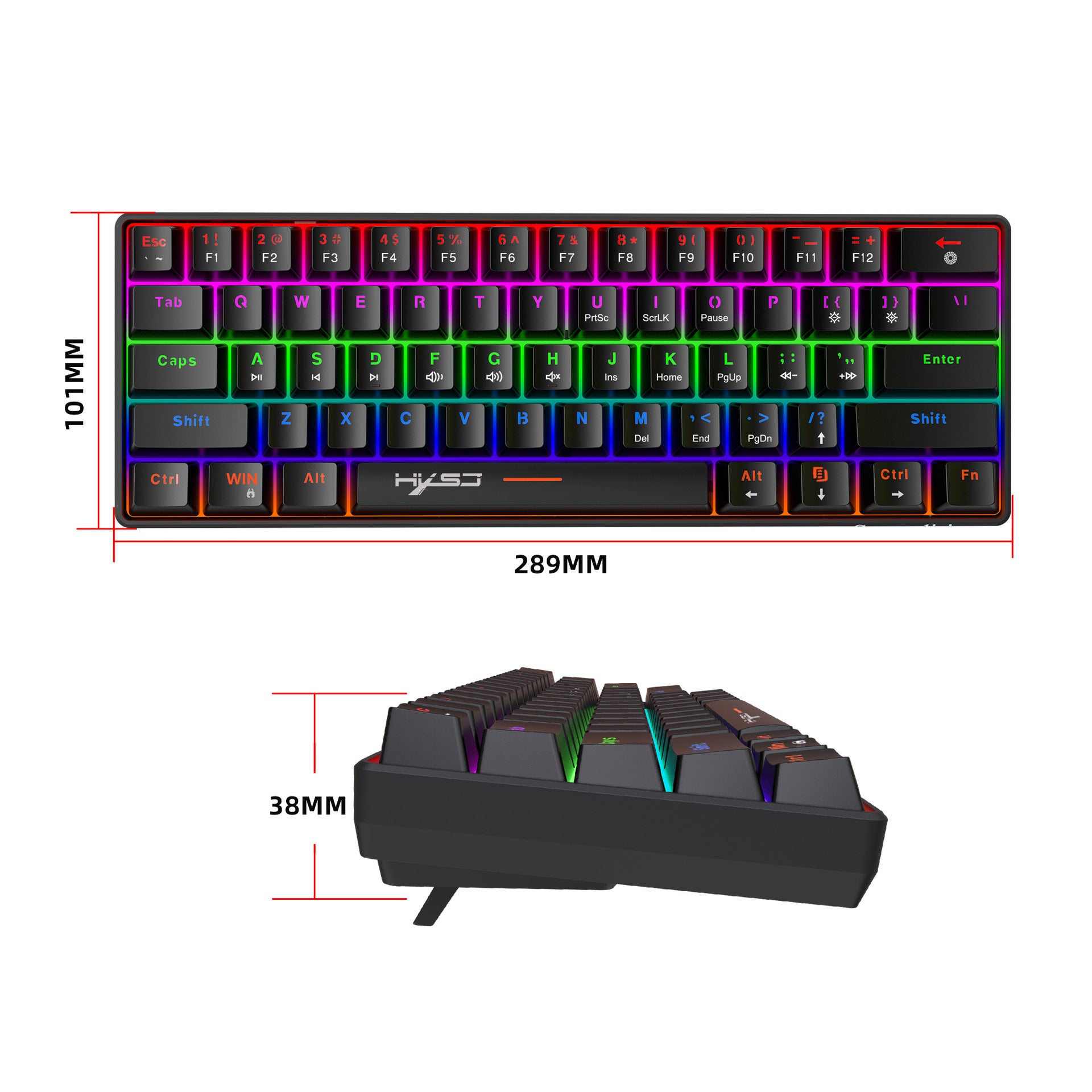 Portable Mini Green Axis Multi-Light Colorful Keyboard