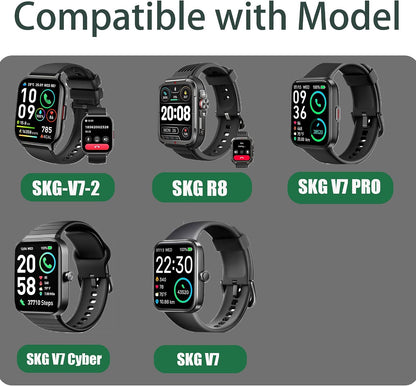 SKG V7 Pro Smart Watch Charger, 2 Pin Magnetic USB Replacement Charging Compatible with V7-2, Pro, Cyber, R8 Smart Watch (Black)