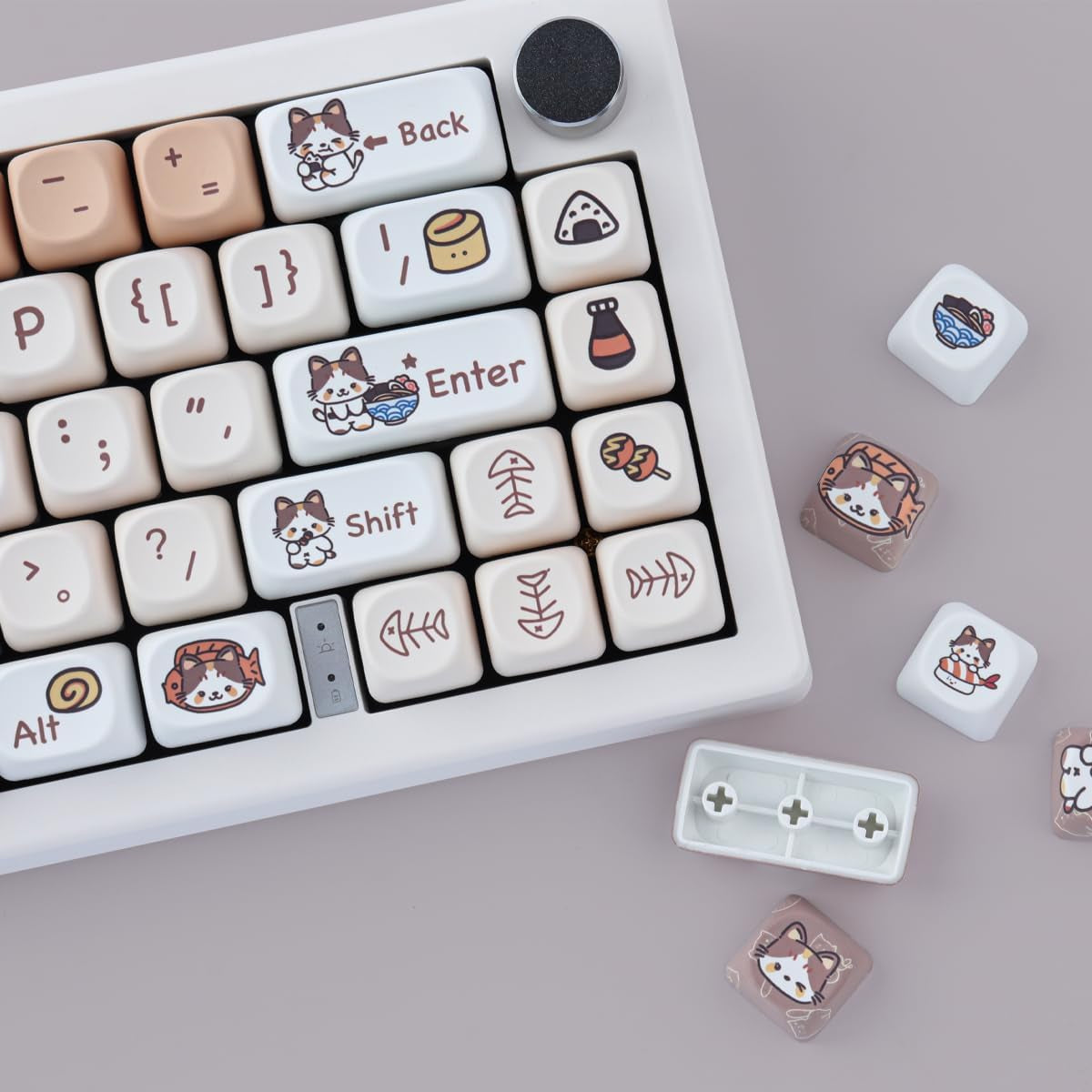 PBT Keycaps 143 Keys Cute Keycaps Dye-Sublimation Kitty-Cat Keycaps Set MOA Profile Custom Keycaps for Cherry Gateron MX Swithes Mechanical Keyboards
