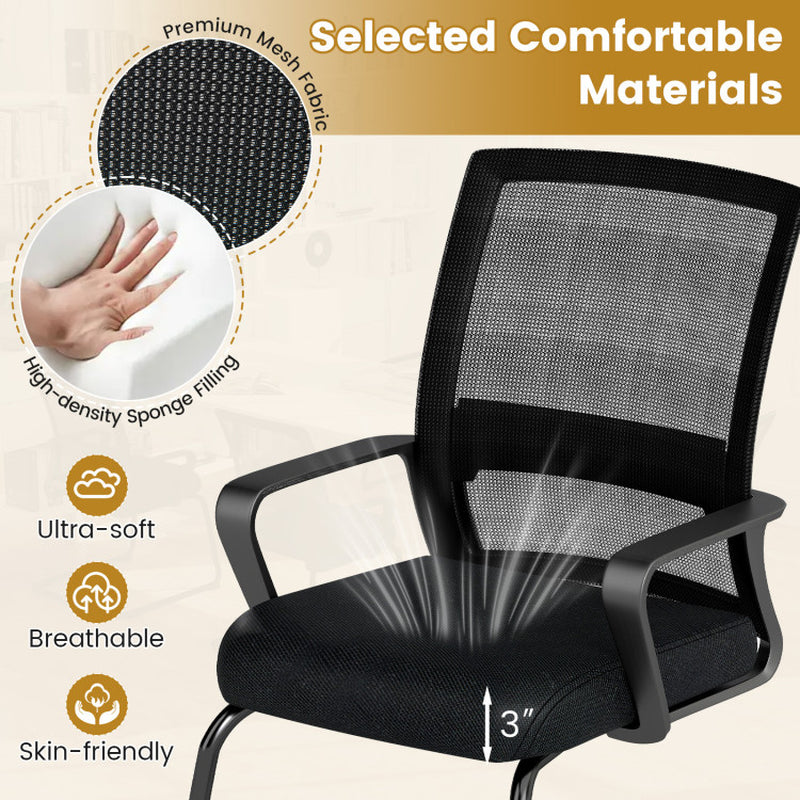 Office Chair No Wheels Ergonomic Conference Chair with Mesh Back
