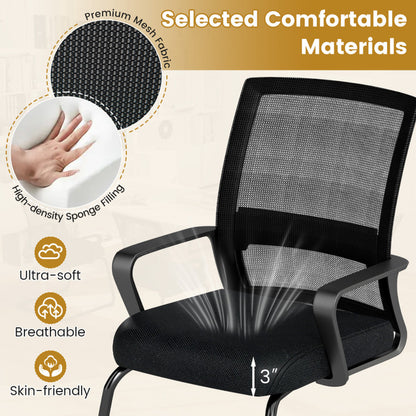 Office Chair No Wheels Ergonomic Conference Chair with Mesh Back