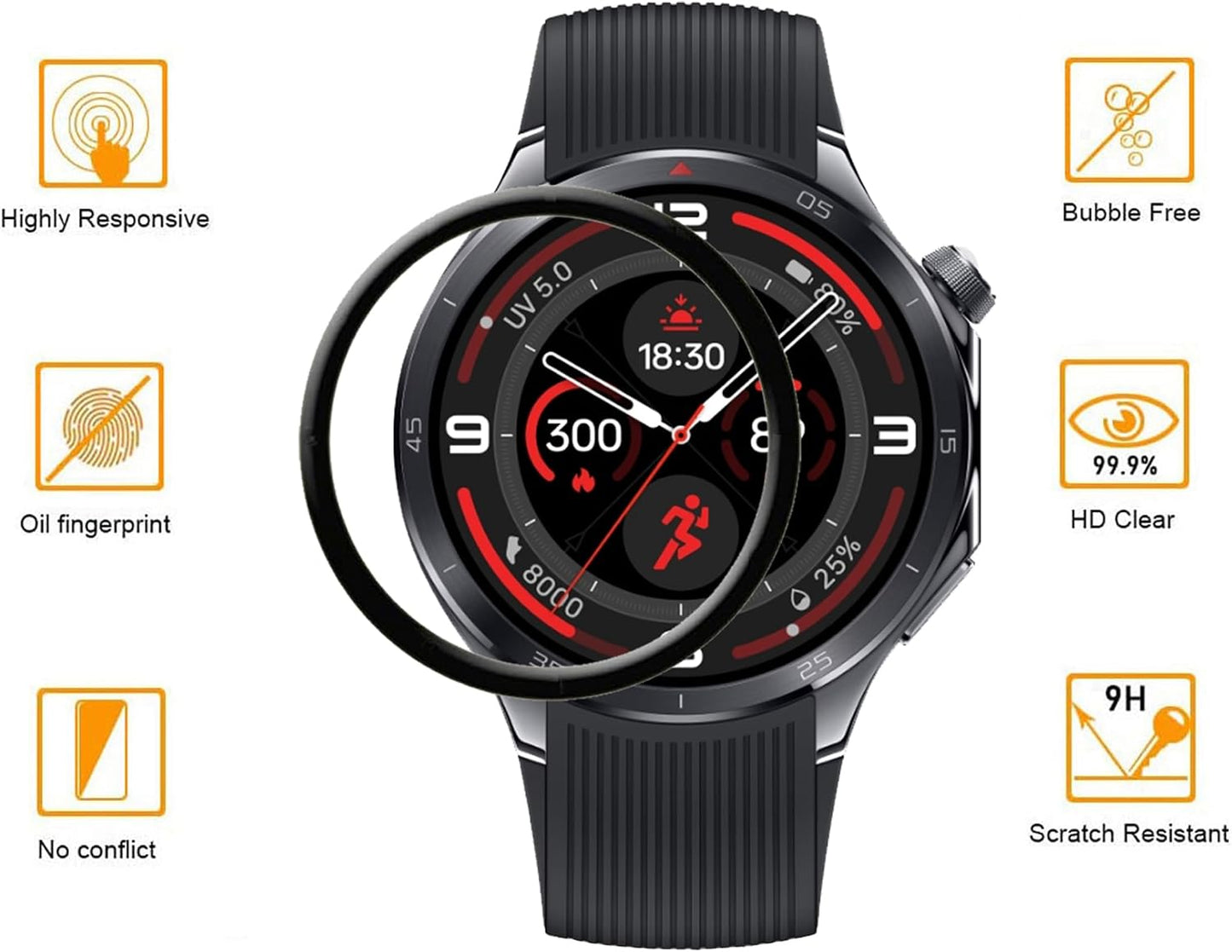 [3 Pack] Compatible with Oneplus Watch 3 Smartwatch Screen Protector, Full Coverage 3D Curved Edge Frame Case Friendly anti Scratch HD Clear Film for Oneplus Watch 3 1.5”Smart Watch 2025
