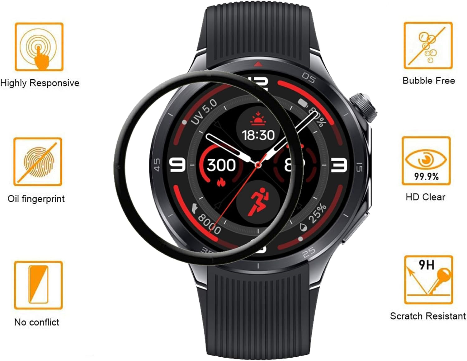 [3 Pack] Compatible with Oneplus Watch 3 Smartwatch Screen Protector, Full Coverage 3D Curved Edge Frame Case Friendly anti Scratch HD Clear Film for Oneplus Watch 3 1.5”Smart Watch 2025