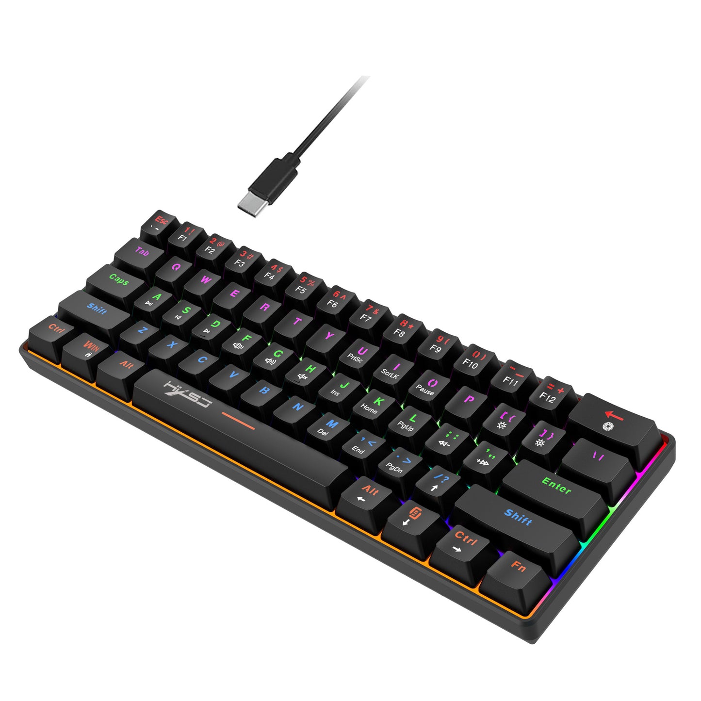 Portable Mini Green Axis Multi-Light Colorful Keyboard