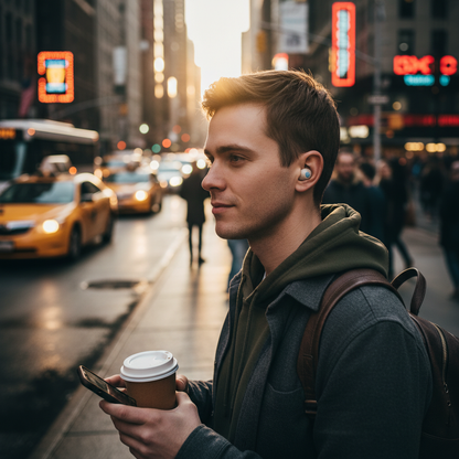 Invisible Mini Earbuds lifestyle shot
